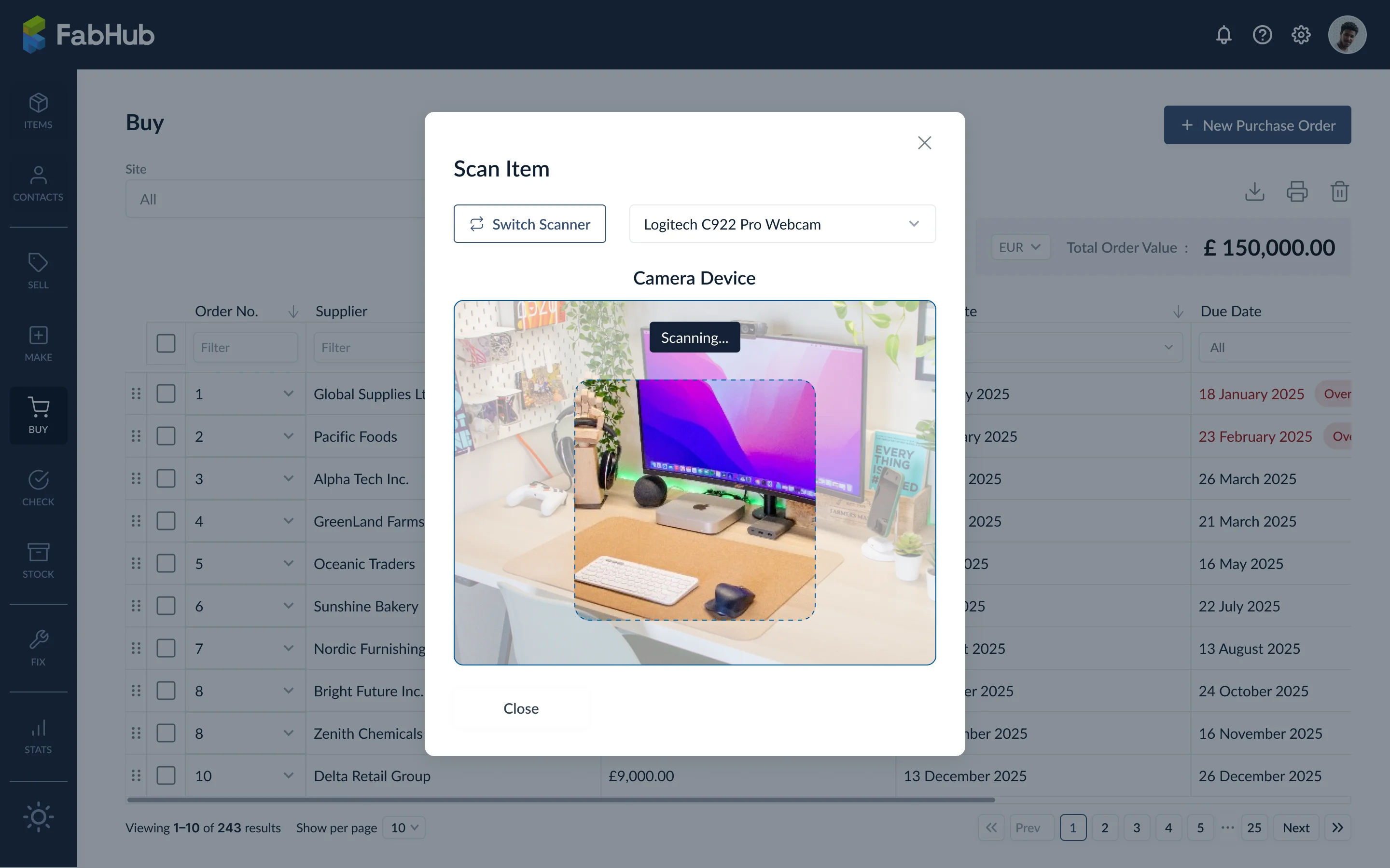 Camera scanner interface