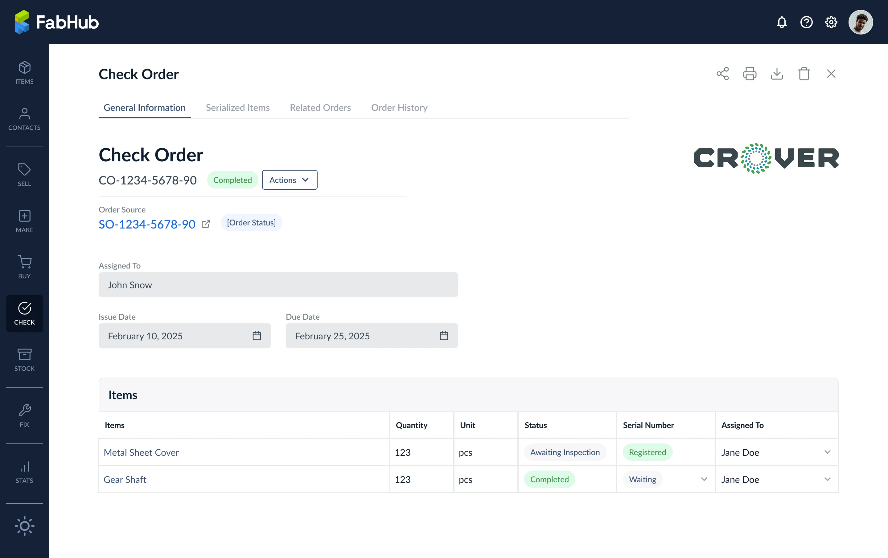 Create serial number action on a passed card