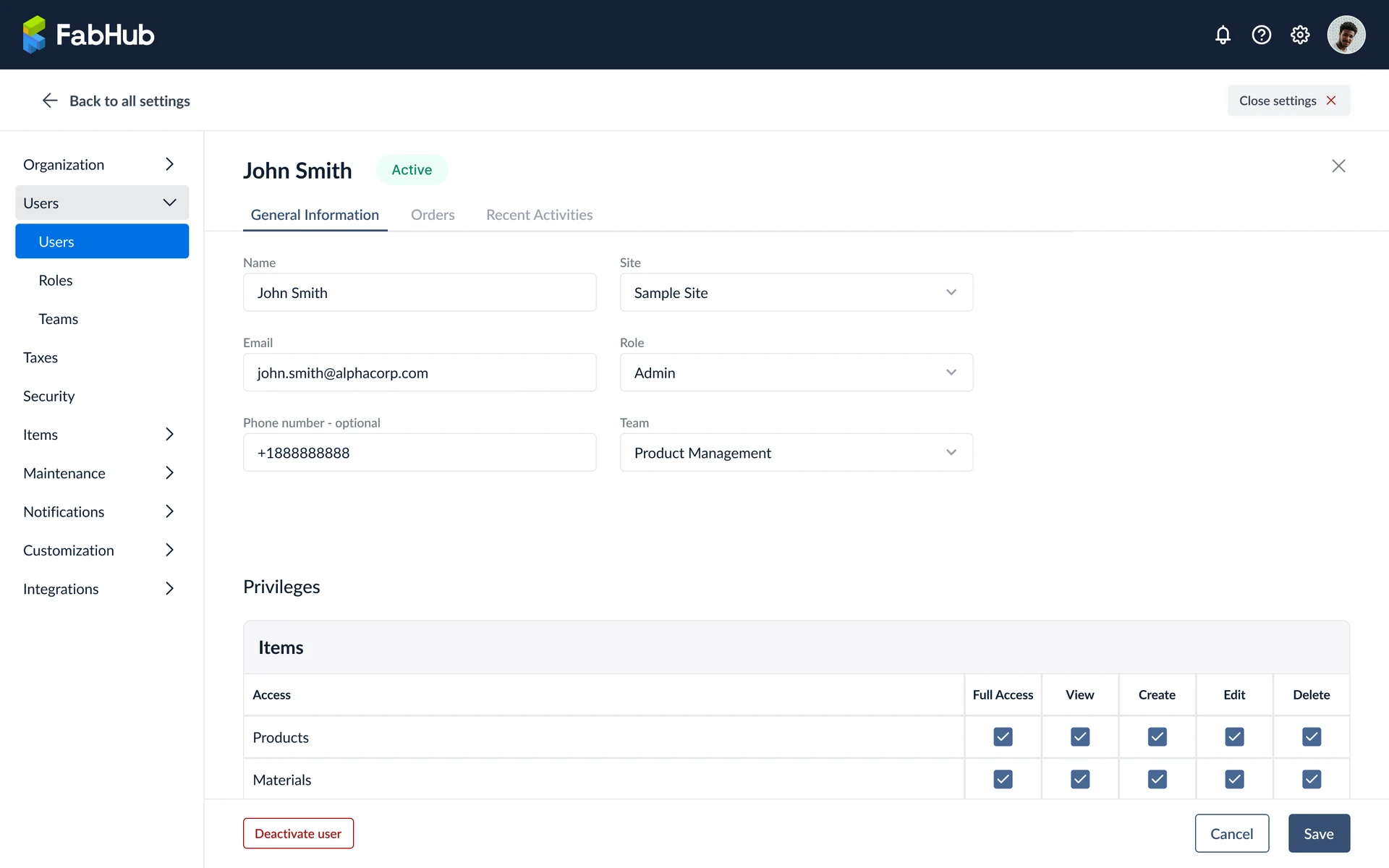 User creation and privilege assignment