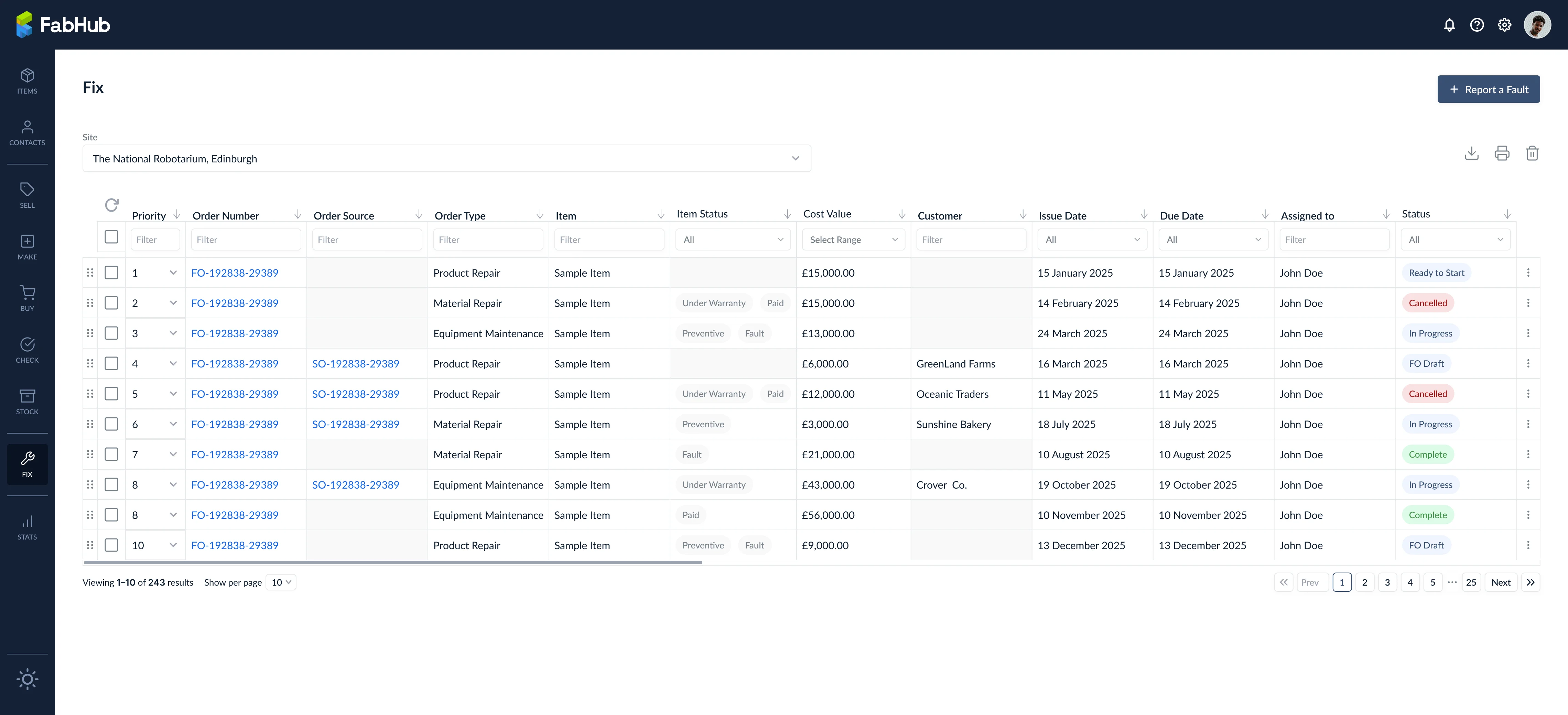Fix module dashboard table