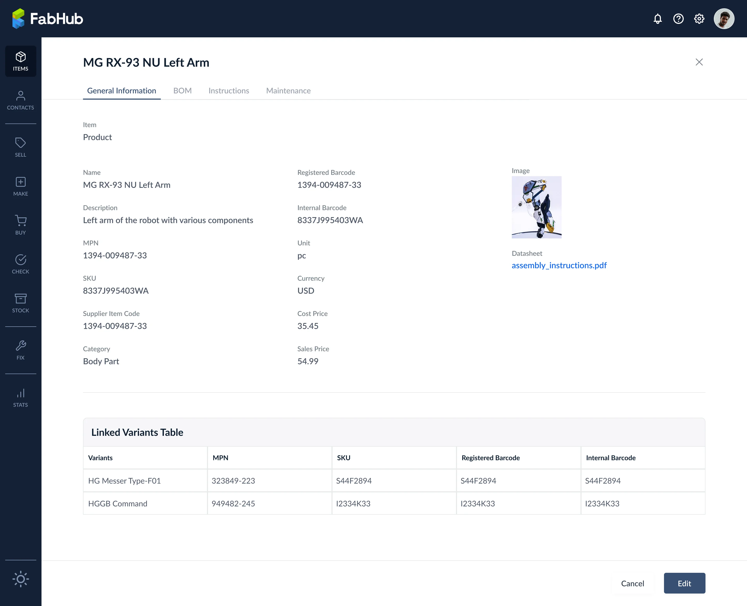 General Information tab showing complete detail sample