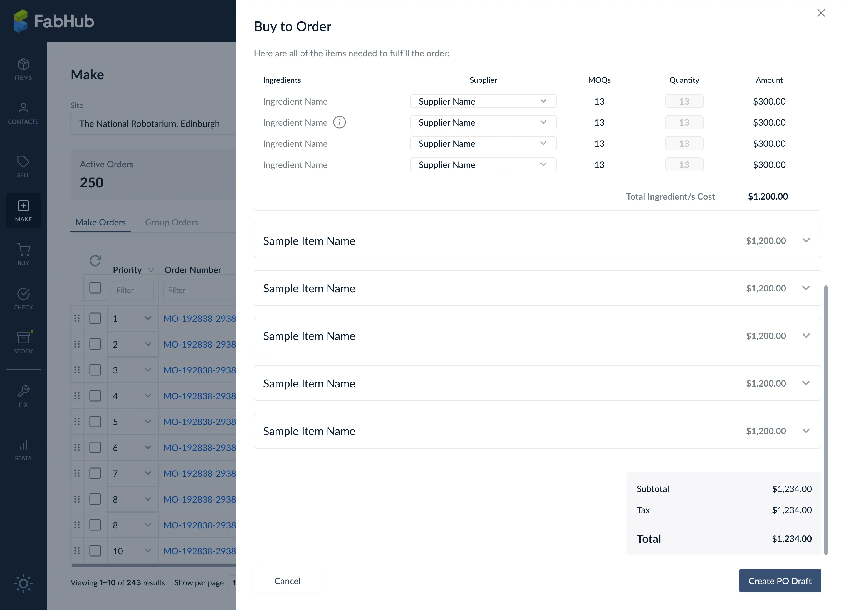 Buy to Order with Make privileges