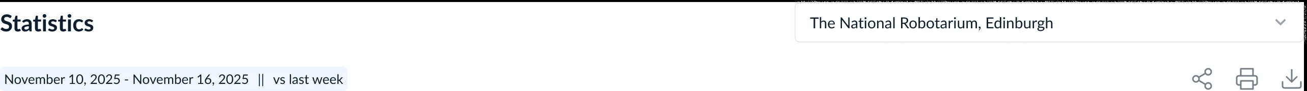 Global action bar with Share, Print, and Download icons